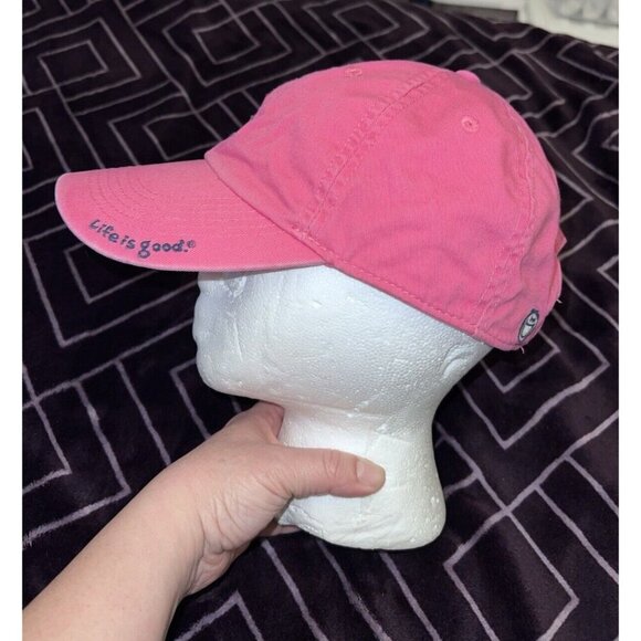 LIFE IS GOOD Pink Adjustable Ball Cap Hat Embroidered Daisy Flower 22 in - Picture 4 of 10